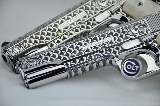 Left Side of Hand Engraved Colt 1911 Customs