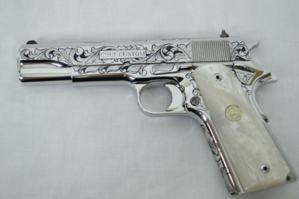 Left Side of Engraved Colt Custom 1911 .38 Super